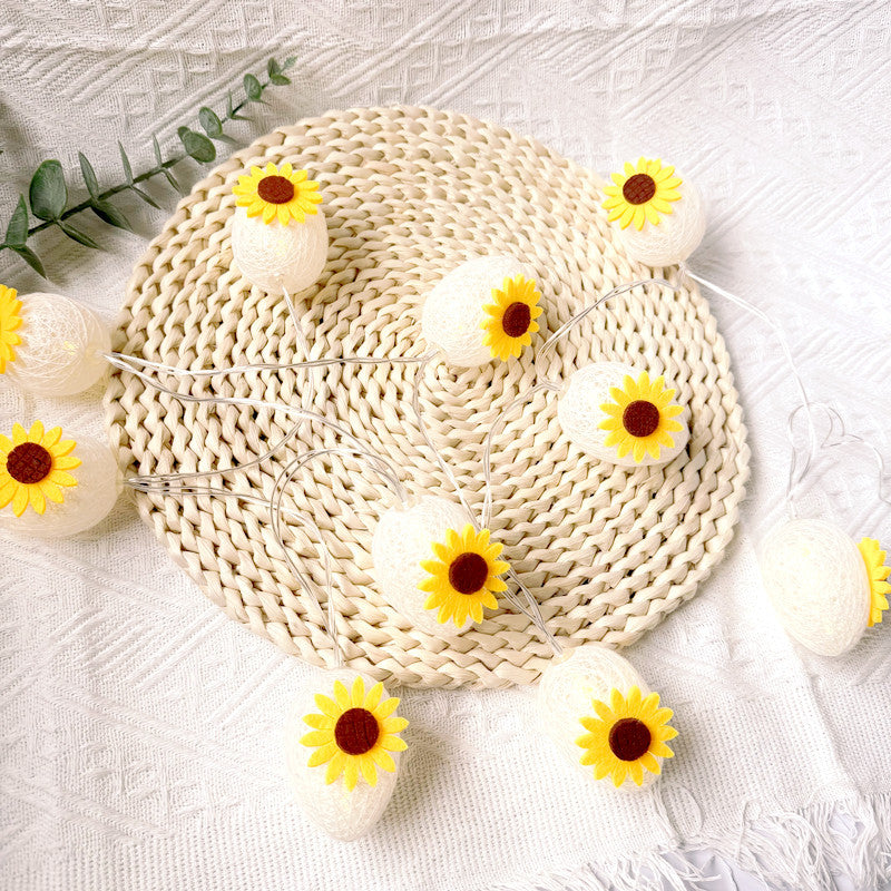2025 new Easter egg light led lights flash string sunflower cotton thread ball egg-shaped cartoon atmosphere light