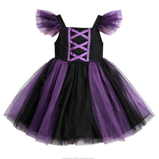 Halloween baby girl dress - dark style, flutter sleeves, tulle, birthday, first birthday party, carnival - in stock & wholesale