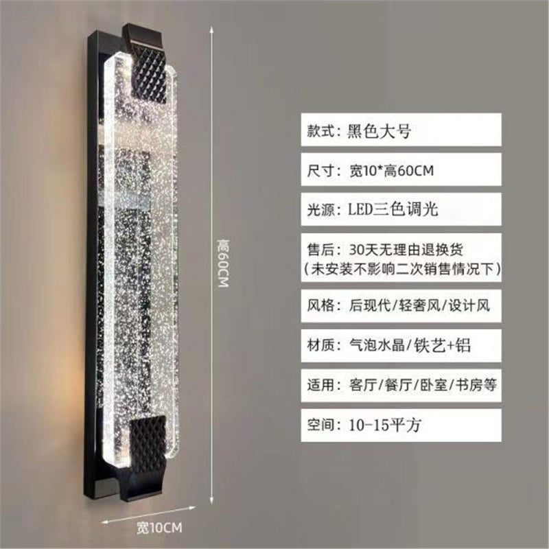 Luxury crystal wall sconce - living room accent, hallway, stairway led minimalist bedroom bedside lamp - gold finish