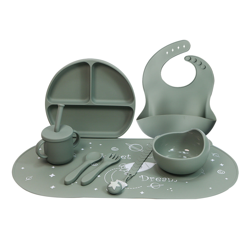 hot seller: baby food-grade silicone utensil set - 8-piece kids' dinnerware set for weaning and feeding