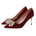Wedding shoes women's 2025 new arrival stiletto heel bridal shoes pointed toe red wedding dress toasting high heels