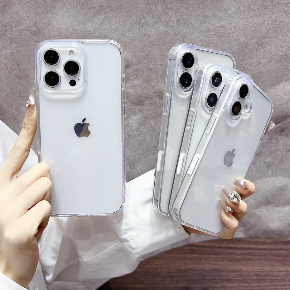 Ai touch button suitable for apple 16promax simple mobile phone case transparent iphone magnetic protective cover anti-fall