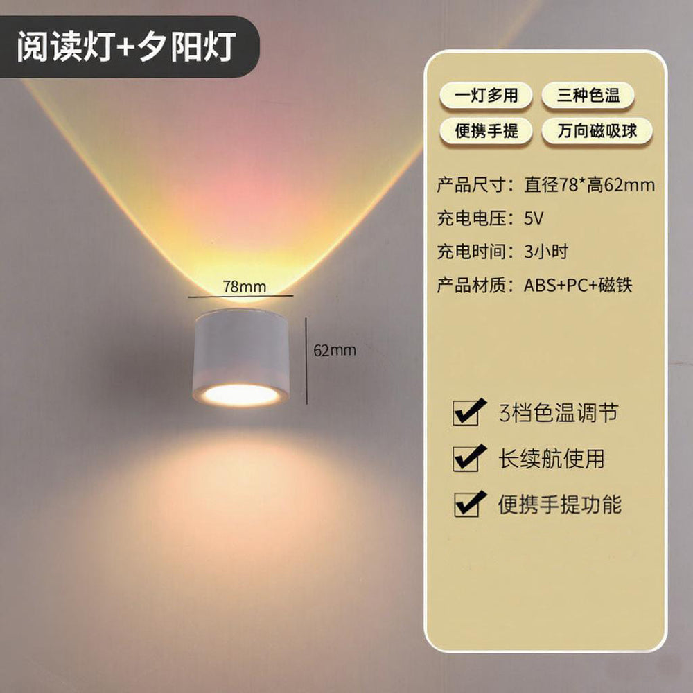 Wireless rechargeable bedside wall lamp with remote control, multifunctional room led wall light, stick-on, punch-free, removable spotlight