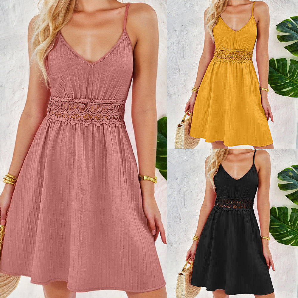 Shanuo independently develops original European and American women's  clothing 2025 spring and summer new suspender dress