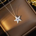 European and american cross-border popular titanium steel five-pointed star necklace for women, light luxury full diamond, high-end copper, slightly inlaid sweater chain jewelry