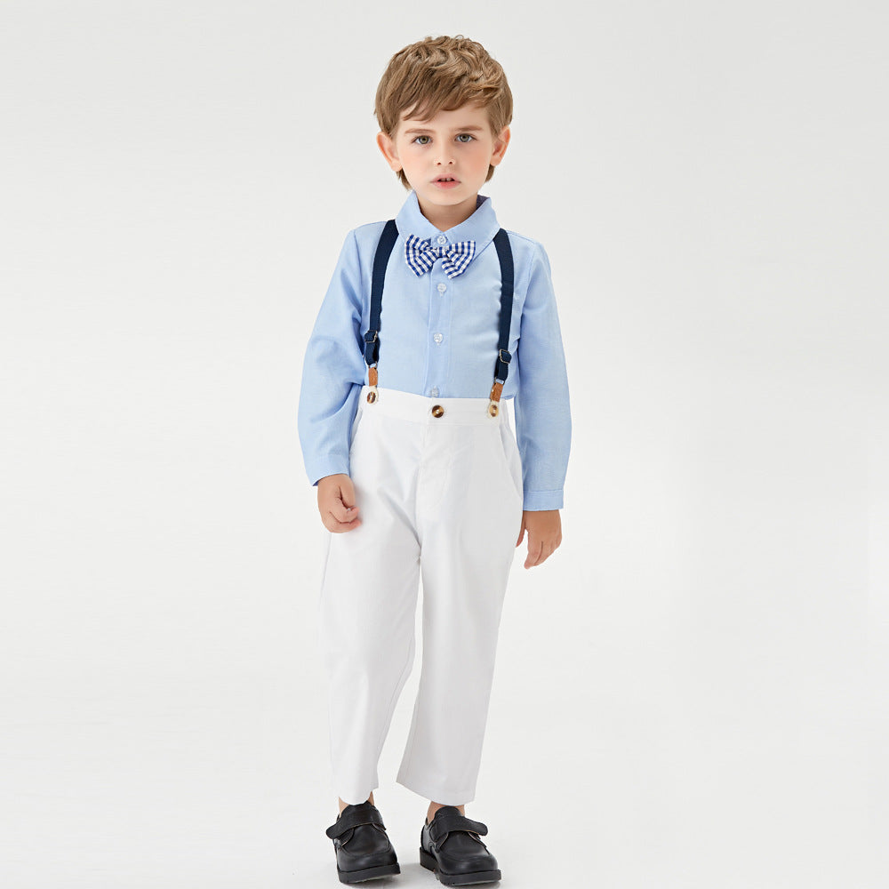 Children's clothing autumn one piece ready to wear kids bow tie gentleman suit baby outing clothes flower children's clothing boys british style children's clothing