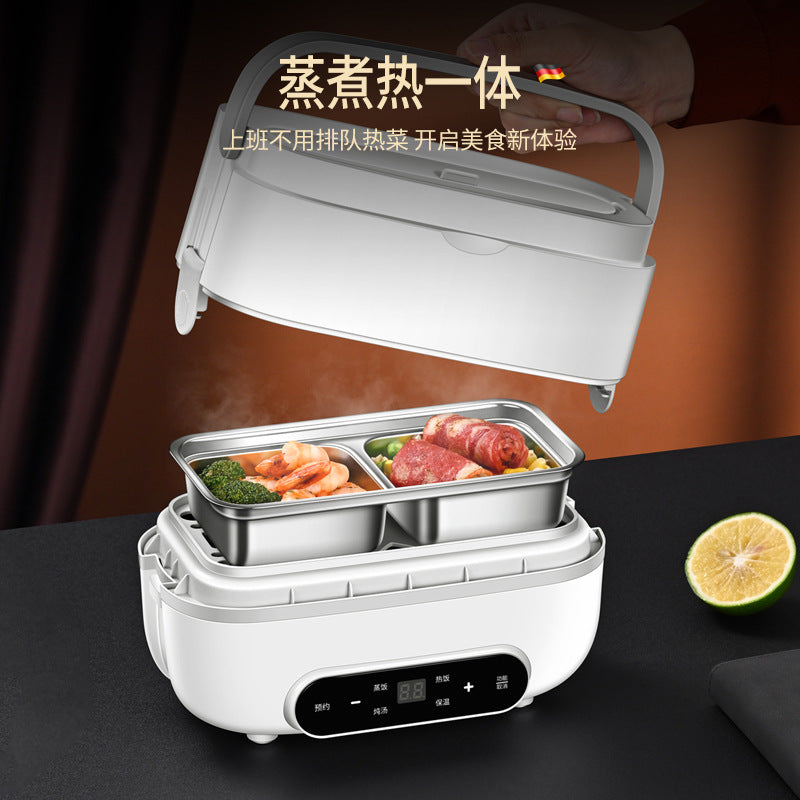 Double-layer thermal insulation, electric heating lunch box, office worker heating bento box, plug-in, water-free, intelligent reservation, cooking breakfast machine