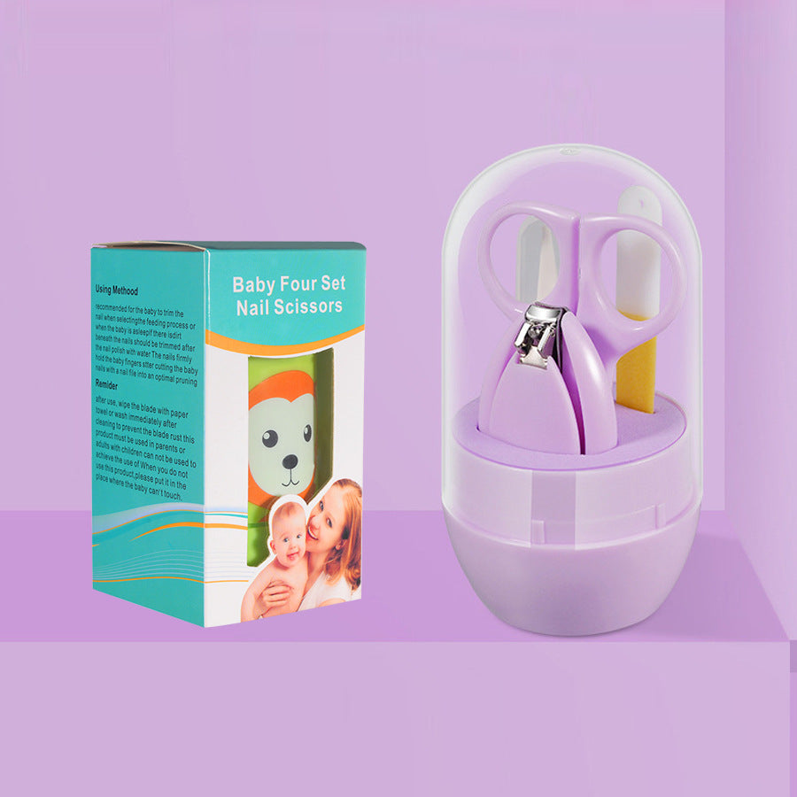 English Boxed Baby Nail Scissors Set Baby Manicure Clipper 4-piece Set Anti-Clip Nail Clipper Manicure Tool