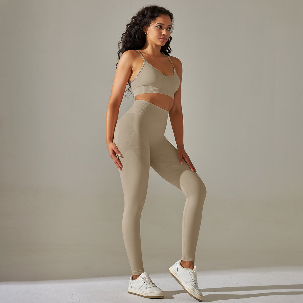 fashion seamless knittingpure color back belly tightening butt lifting intimates yoga suit running fitness nine-point pants