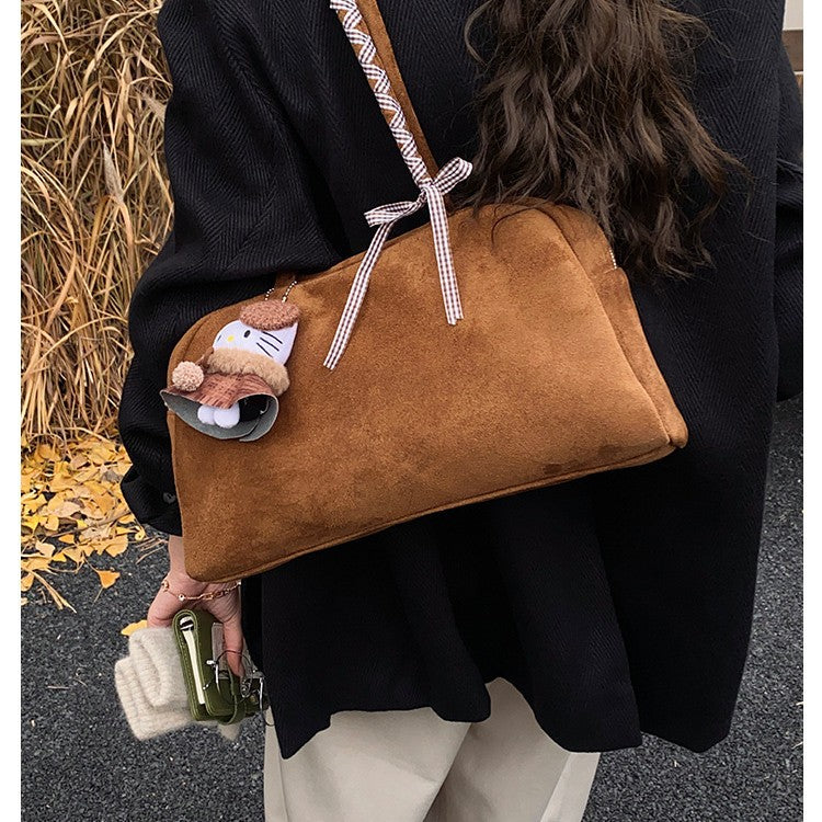 Retro frosted large-capacity armpit women's bag 2025new arrivalfall and winter atmosphere shoulder bag accessible luxurycasualwork clothing bag