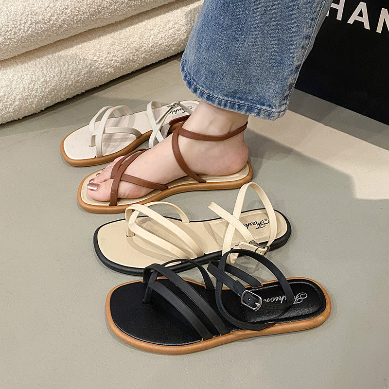 2025 new collection women's thong sandals - summer outdoor wear, flat roman sandals, one-strap flip-flops, women's footwear for export