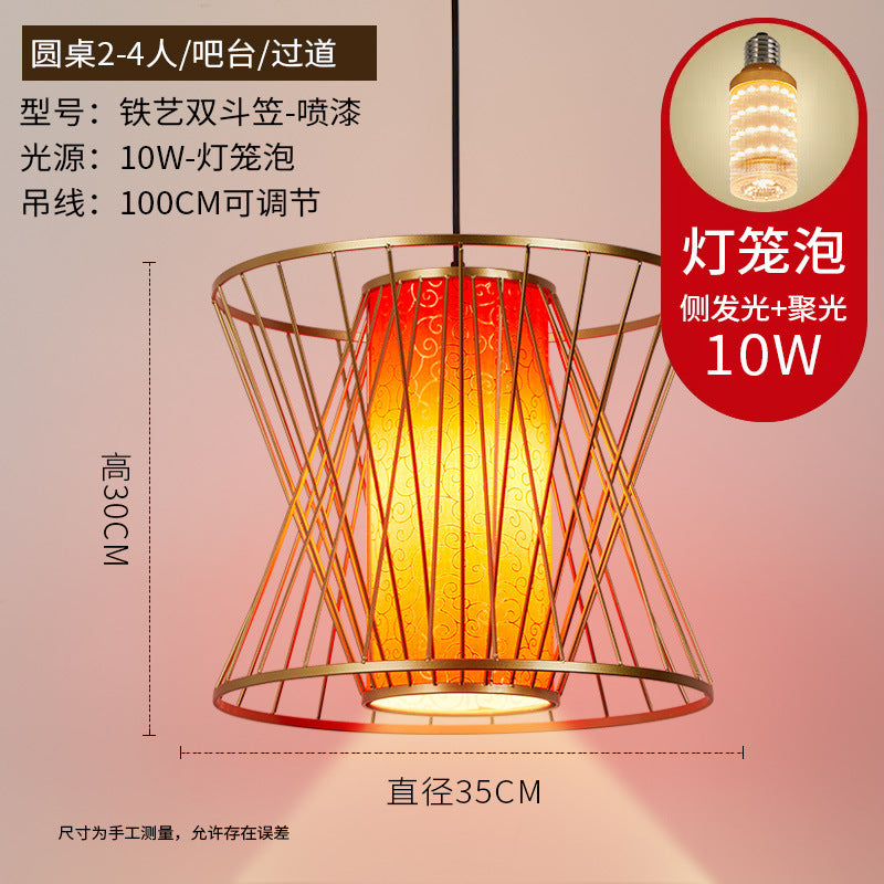 Chinese-style national tide chandelier Chinese-style round lantern lantern fixture Hot pot restaurant restaurant restaurant box booth with spotlight