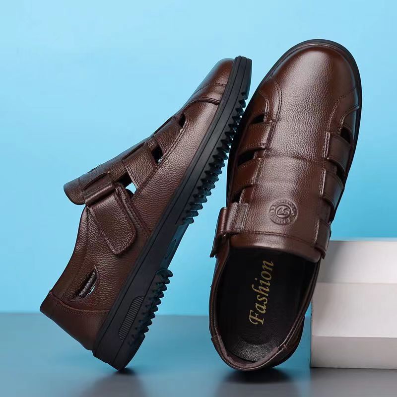 New arrival business hole cool leather shoes men's casual wedding groom british sandals summer breathable youth pointed toe men's shoes