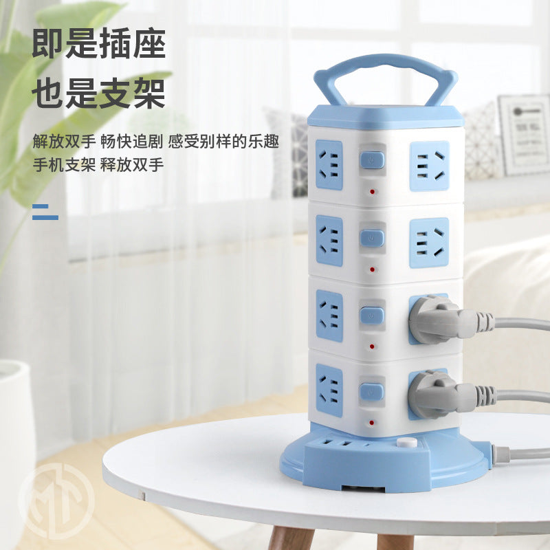 For homevertical socket panel multi-hole plug strip multi-function plug strip multi-purpose stereo plug strip with cable usb plug strip