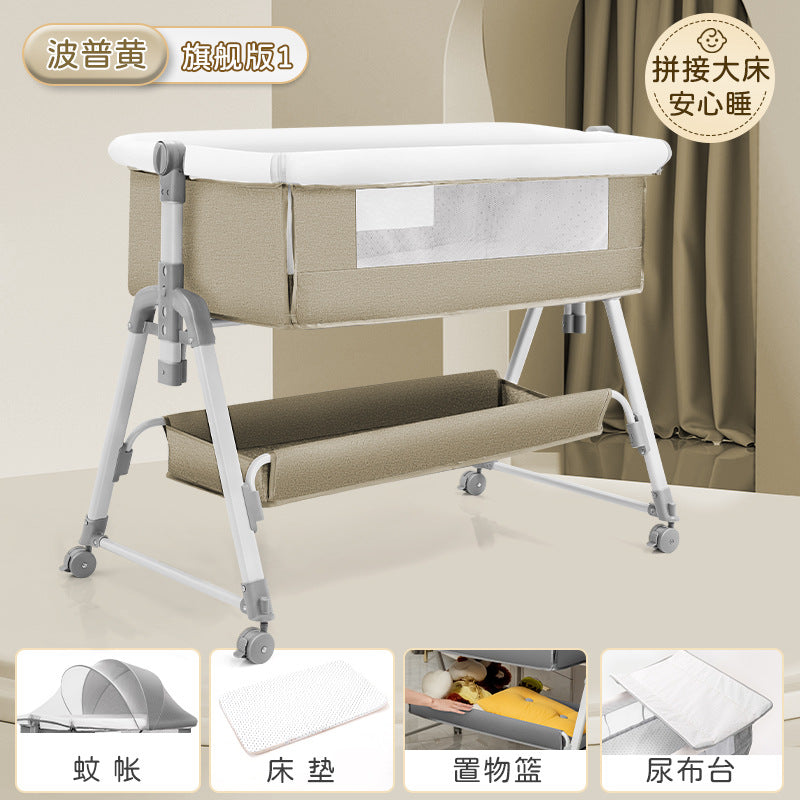 Baby crib baby rocking bed patchwork large bed kids multifunctional foldable adjustable bb newborn toddler cradle bed