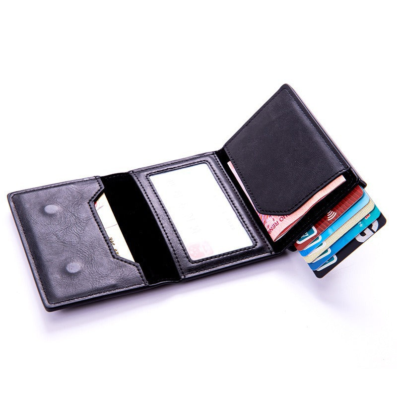 Factory direct  card bag, new wallet AirTag three-fold magnetic suction, large-capacity retro card bag, anti-theft card box.
