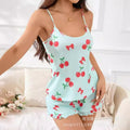 cross-border hot seller: casual & sexy european & american style lingerie set - cherry print, minimalist two-piece sleepwear