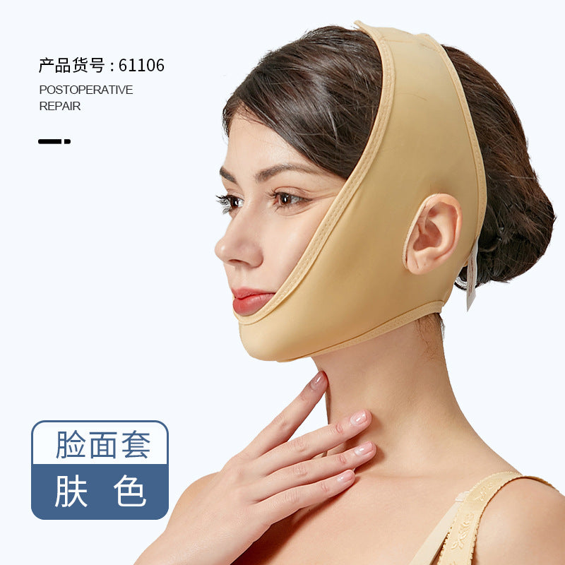 Customized cheekbone sculpting post-op face mask - v-line, nasolabial fold, chin shaping headgear - women's face slimming elastic band