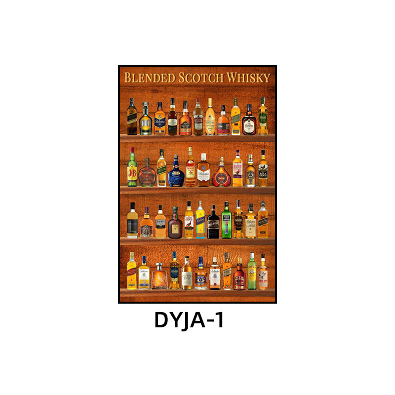 Bar background wall decorative painting American retro KTV box hanging painting industrial style nightclub foreign wine whiskey mural