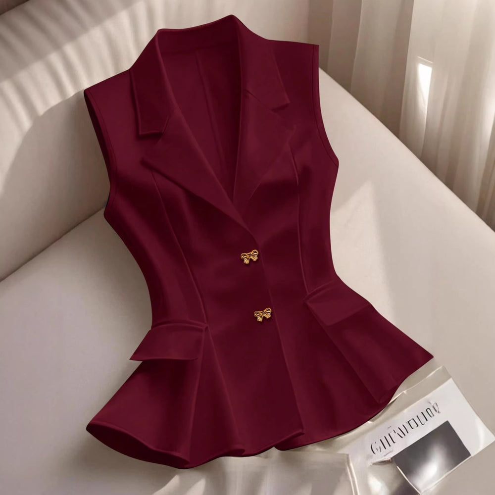 Amazon fashion cross-border women's sleeveless waist ruffles hem elegant work clothing vest