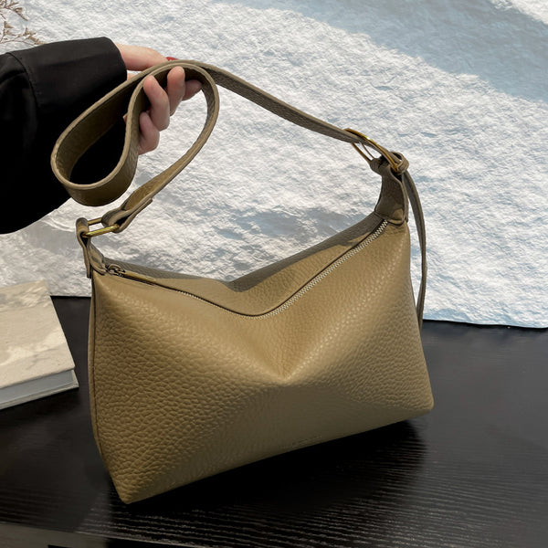 Versatile casual lychee pattern bag women's bag 2025 new fashion shoulder bag trend high-end messenger small square bag