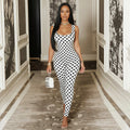 European and american style foreign trade black and white polka dot women's slim-fit printed sporty jumpsuit - figure-flattering wrap-bust trendy bodysuit