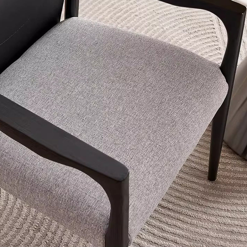 Designer armchair italian normcore study cotton and linen back chair restaurant white ash saddle leather dining chair