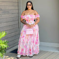 European and american cross-border women's clothing:  summer new arrivals - elegant, fresh, beach-resort style ruffle-trimmed floral dress