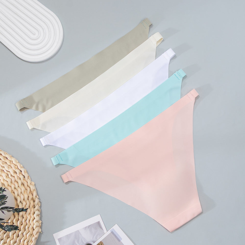 European and american seamless women's low-rise sexy panties - minimalist, thin, invisible thong bikini in ice silk