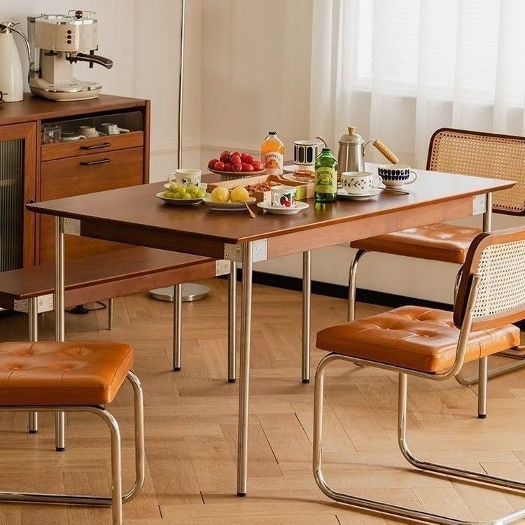 Solid pine wood dining table, vintage style, small apartment, nordic/japanese design, dining table and chairs for home use, rectangular table, mid-century modern dining table