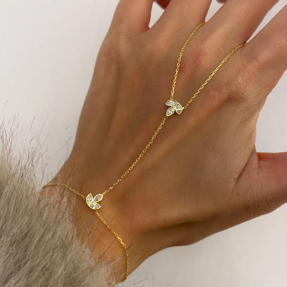 new arrival leaf mitten bracelet bridal jewelry casualclassy sense diamond-encrusted hand chain for women