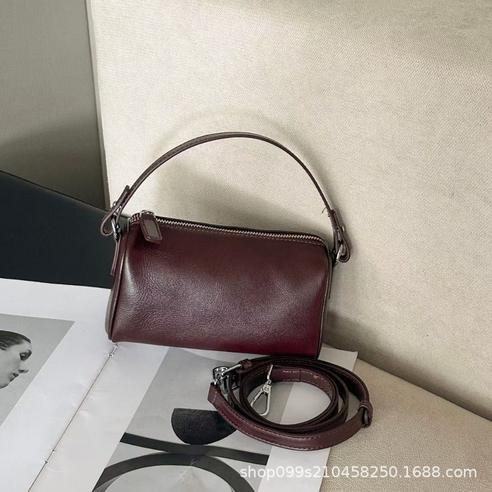 Vintage women's bag 2024 new fashion versatile shoulder crossbody small bag high-end soft leather pillow bag phone bag