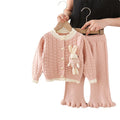 Girls' knit sweater jacket & pants set - new  cartoon bunny design