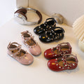 Ready-to-ship girls' leather shoes: korean style, kids' patent leather princess shoes, fashionable studded bowknot flats, performance shoes