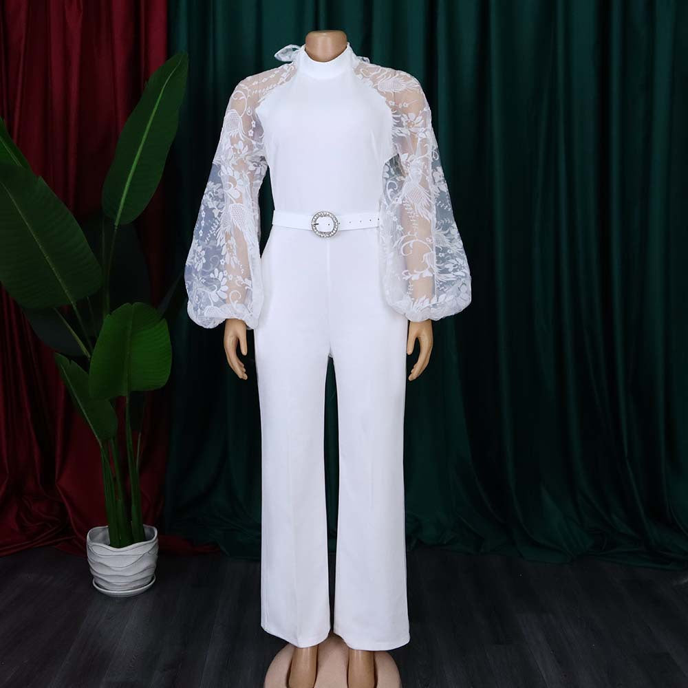Independent station export women's clothing  spring new arrivallong sleeveshigh waisteleganceelegantsexy jumpsuit fashion jumpsuit