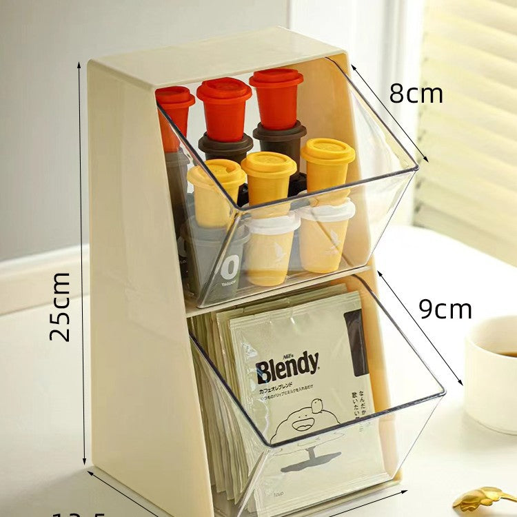 Capsule coffee storage desktop office pantry bar display box creative snacks hanging ears tea bag rack