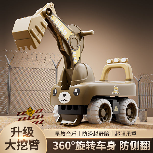 New children's excavator with music light boy excavator engineering toy car sliding baby toy