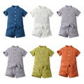 Wholesale boys' clothing sets: new summer styles - dopamine cotton stand collar comfort short-sleeve shirts for boys' summer wear