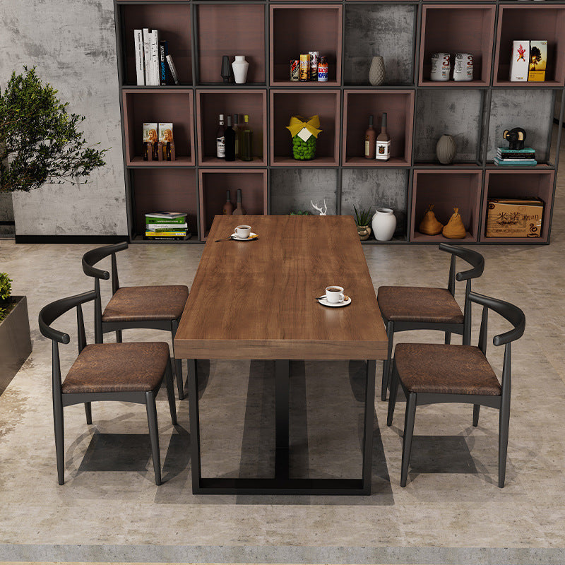 American industrial style dining table and chair combination commercial bar hot pot restaurant restaurant booth tavern clear bar solid wood dining table and chairs