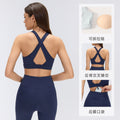 Yoga fitness clothing suit women's high-strength bubble wrap running sports bra naked high waist hip lifting yoga nine-point pants