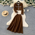 Xiaoxiangfengwork clothingtwo-piece setfemaleautumclassy sense metal bucklecardiganhigh waistelegant skirtsuit