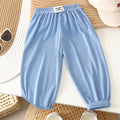 Kids anti-mosquito pants summer baby ice silk bloomers pants medium large children thin sports pants boys and girls casual nine-point pants