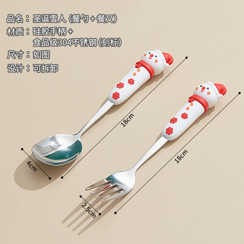 Wholesale christmas high-value stainless steel dessert spoons - cute cartoon creative coffee stirrers - gift tableware set