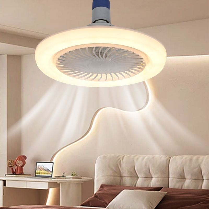 Led fan light - all-in-one remote control energy-saving fan lamp with e27 screw base for bedroom, study, and living room