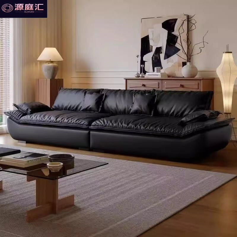 Italian normcore cat claw leather sofa small apartment living room casual modern single multi-person straight row sailboat sofa