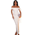 European and american style slim-fit elegant one-shoulder bandeau tie-up dress - fashionable solid color women's party gown