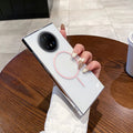 Suitable for huawei mate70pro transparent mobile phone case mate60 thin ring magnetic high transparency trendy anti-fall pc case new