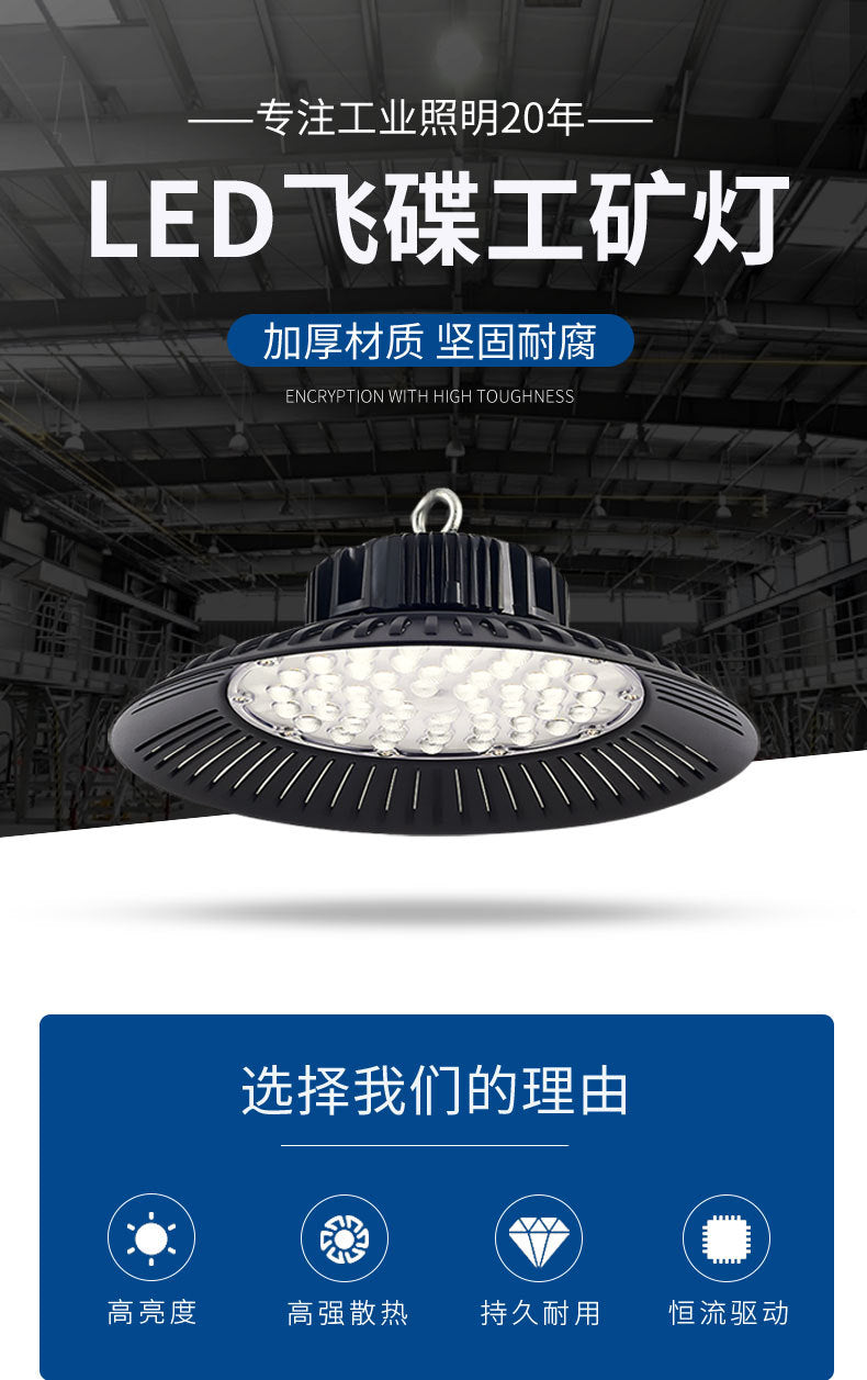Cross-border led black waterproof UFO lens flying saucer high bay light, high-power plant light, swimming pool lighting