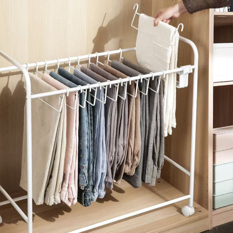 Pants rack storage artifact multi-functional removable household wardrobe multi-layer seamless large hanger pants hanger storage rack