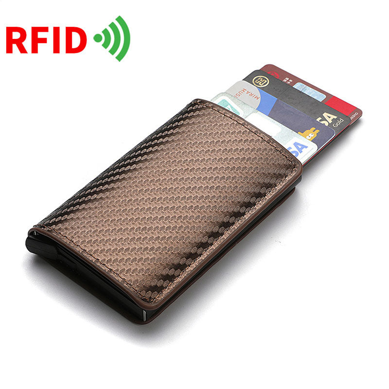 Men's anti-theft brush RFID small card bag, carbon brazing change bag, multi-card elastic card aluminum box, anti-magnetic large-capacity card sleeve
